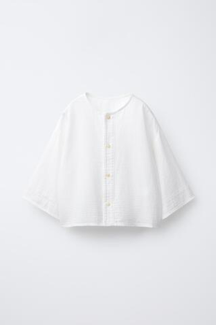 ZARA РУБАШКА С ШИРОКИМИ РУКАВАМИ, ЭКРЮ