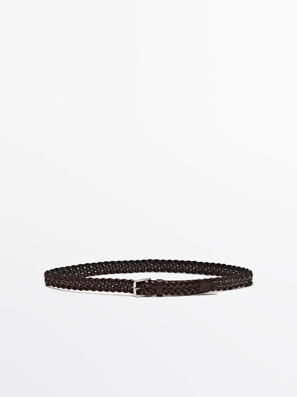 Massimo Dutti Плетеный ремень из кожи наппа, коричневый