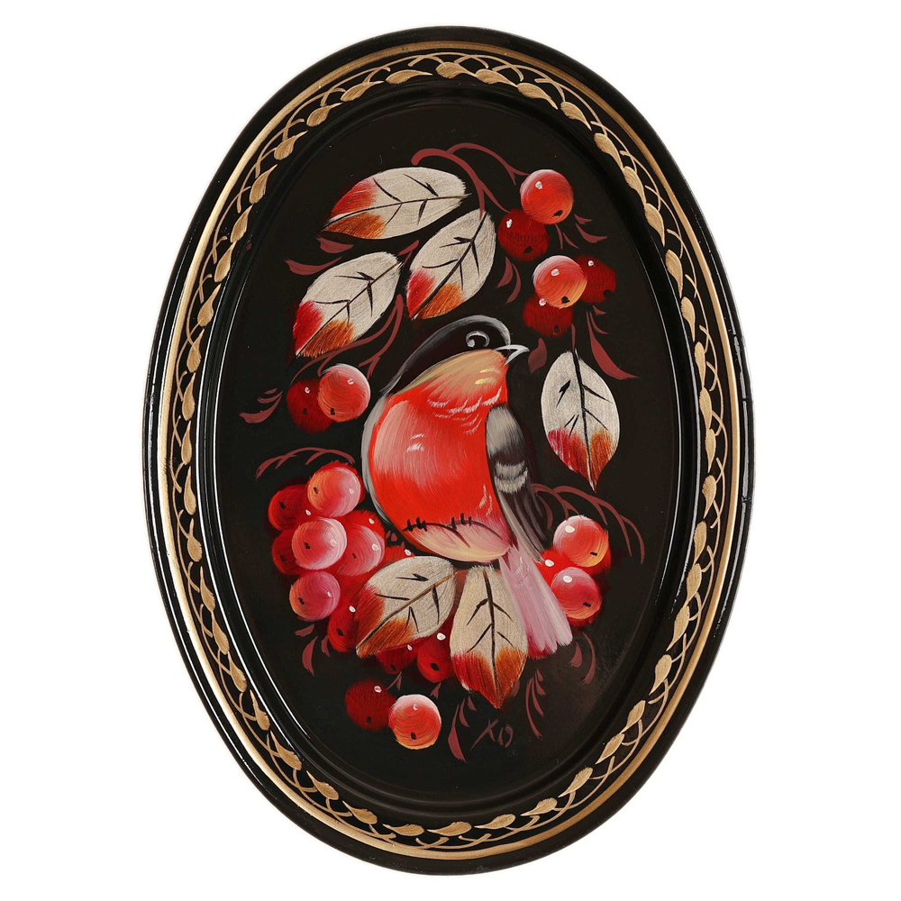 Жостовский поднос декоративный, размер 17х12 см (A2), металлический