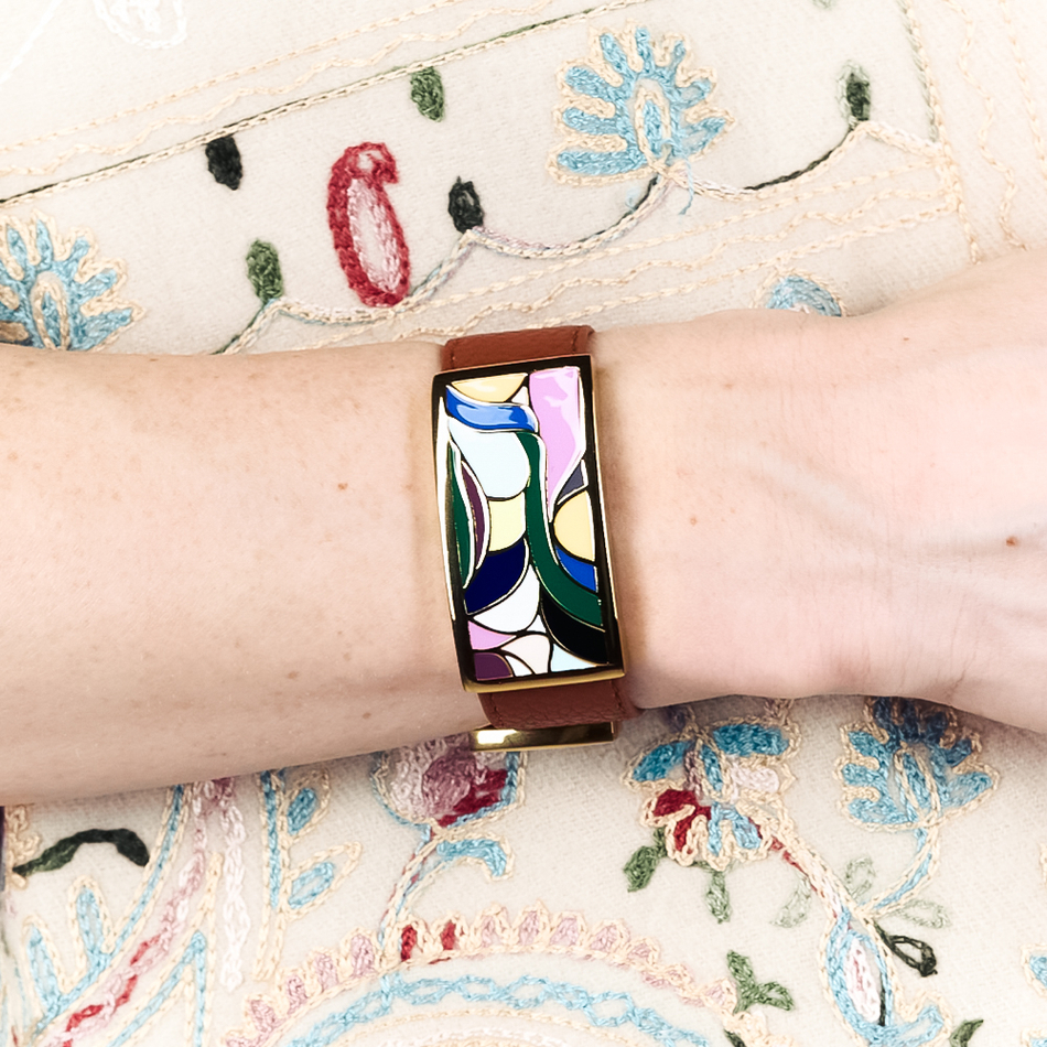 Браслет Fiore Luna на коричневом кожаном ремешке CB13600-19