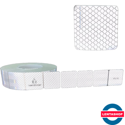 Белая сегментированная светоотражающая лента 104R для контурной маркировки 50 мм х 10 м