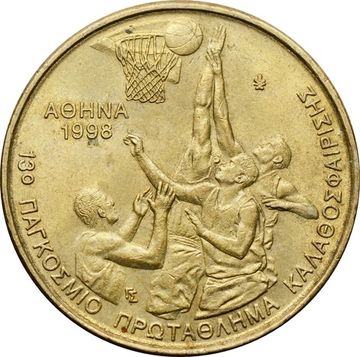 100 драхм 1998 Греция «XIII Чемпионат мира по баскетболу в Афинах»