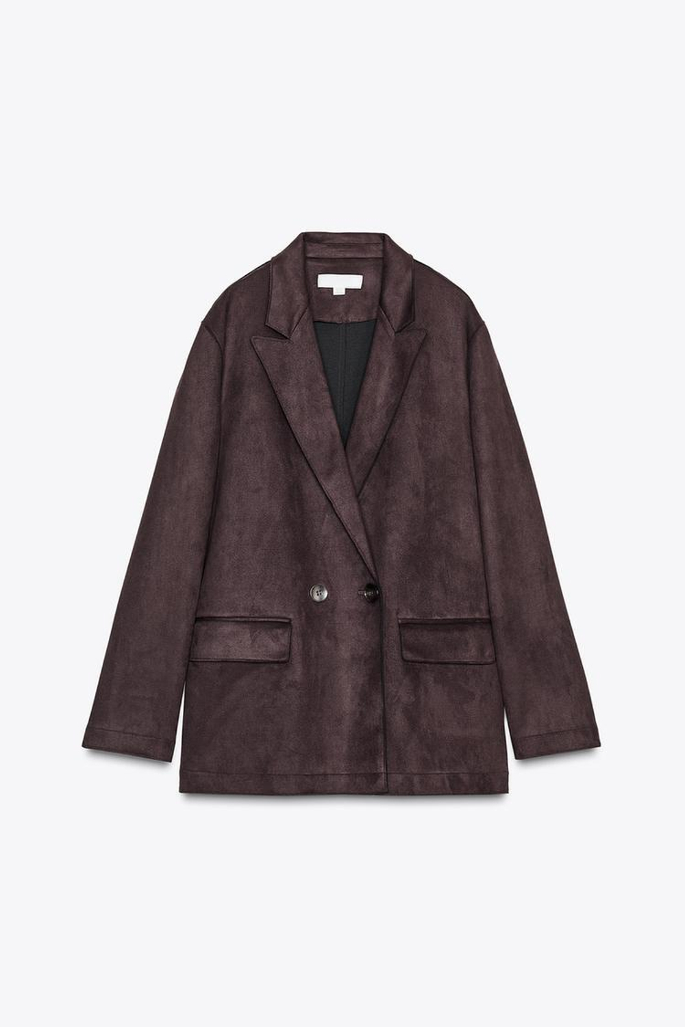 ZARA БЛЕЙЗЕР ИЗ ИСКУССТВЕННОЙ ЗАМШИ, КОРИЧНЕВЫЙ