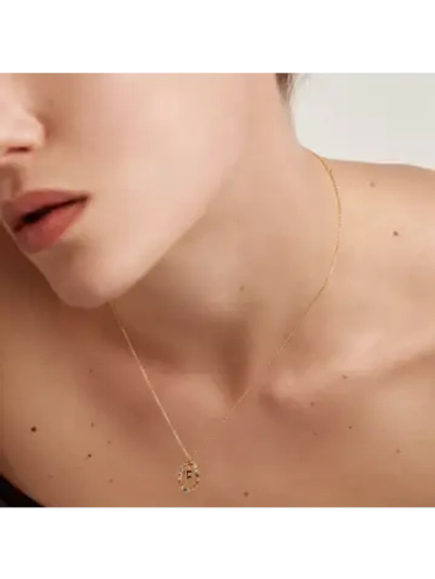 Колье Буква F серебро 925 пробы покрытое золотом