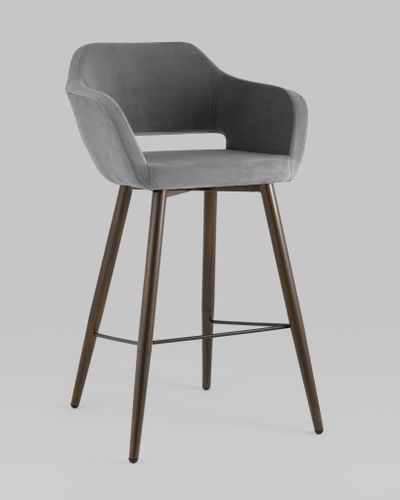 Стул барный Саймон велюр тёмно-серый