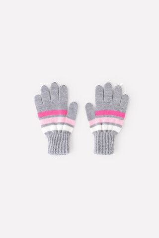 Перчатки  для девочки  КВ 10006/св.серый меланж,розовый