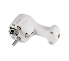 SmartBuy Вилка, угловая плоская (8 мм) с/з с кольцом 16А 250В SBE-16-P11-b, белый