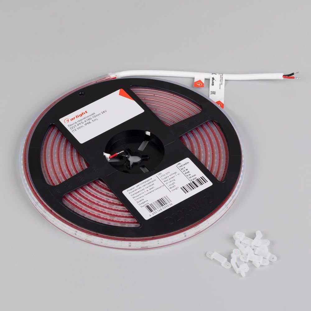 Светодиодная лента герметичная DOT-PFS-X160-10mm 24V Warm3000 (12 W/m, IP68, 5m) (Arlight, 5 лет) 051594