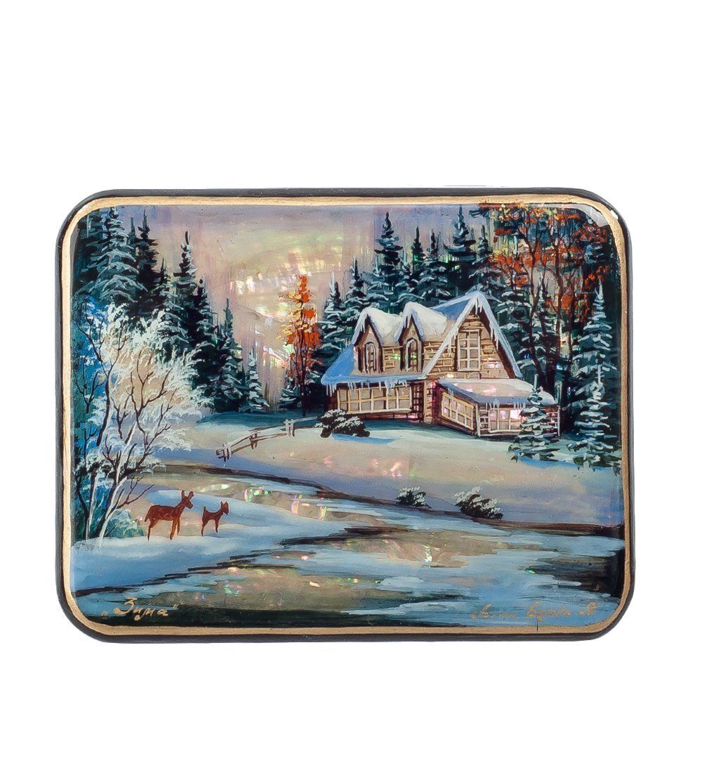 Народные промыслы ШК-55/ 22 Шкатулка «Зимний пейзаж» Белова
