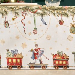 СКАТЕРТЬ "ЩЕЛКУНЧИК" 160Х220СМ БЕЖЕВЫЙ,100% ХЛОПОК,ТВИЛ