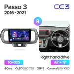 Teyes CC3 9" для Toyota Passo 2016-2021 (прав)