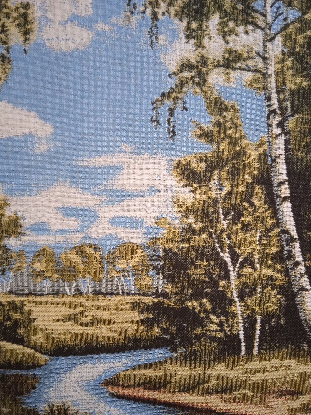 Декоративный гобеленовый чехол для интерьерной подушки Березовый край 47*47