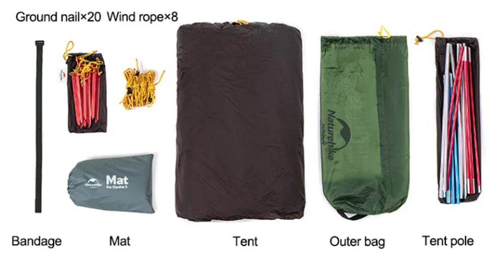 Палатка Naturehike Opalus Si 2-местная, алюминиевый каркас, зеленая