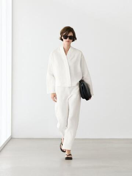 Massimo Dutti Льняная блузка с запахом, белый