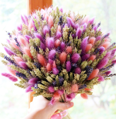 Букет сухоцветов большой - Контрастная лаванда  45х30 см