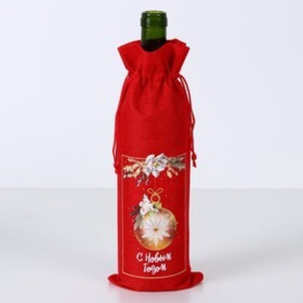 Мешок с термонаклейкой под бутылку «Ёлочные игрушки», 13 х 31 см