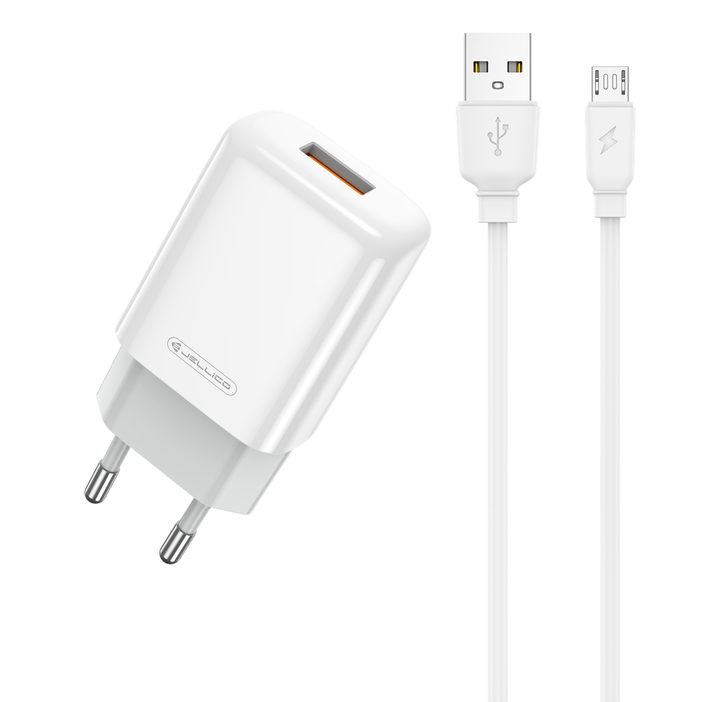 СЗУ JELLICO EU01 USB-A 2.4A 12W+кабель Micro (White)