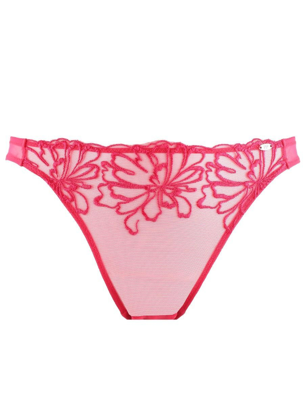 Трусики-слипы с вышивкой в виде пионов (Размер: XS) (Цвет: малиновый)