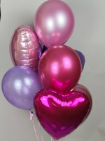 Воздушные шары с гелием для детского праздника розовые, фиолетовые, малиновые