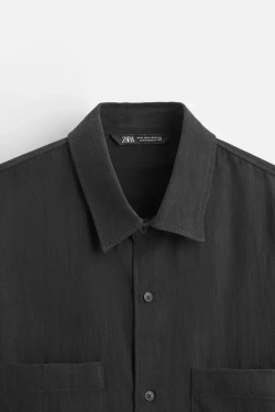 ZARА РУБАШКА ИЗ ЛИОЦЕЛЛА И ВИСКОЗЫ, ЧЕРНЫЙ