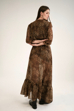 Платье с воланом Леопард