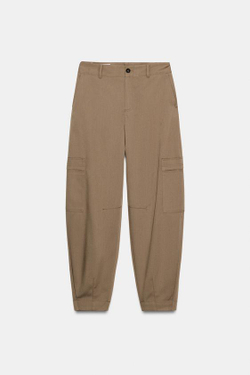 ZARA БРЮКИ КАРГО С ВЫСОКОЙ ПОСАДКОЙ, РЫЖЕВАТО-КОРИЧНЕВЫЙ