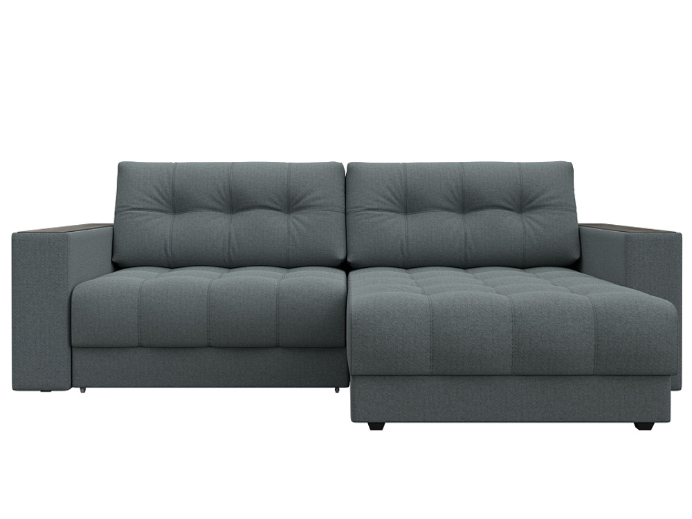 Диван угловой с декором Лига-049 НПБ, Амур 07 РОГОЖКА серый