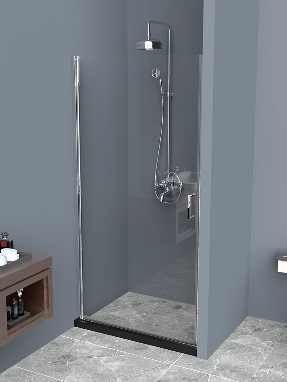 Душевая дверь BelBagno Uno 100 UNO-B-1-100-C-Cr профиль Хром стекло прозрачное