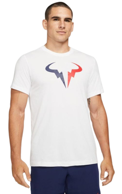 Мужская теннисная футболка Nike Court Dri-Fit Tee Rafa M - white/binary blue/university red