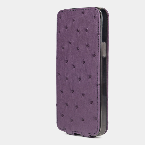 Чехол для iPhone 15 Pro Max из кожи страуса, фиолетового цвета