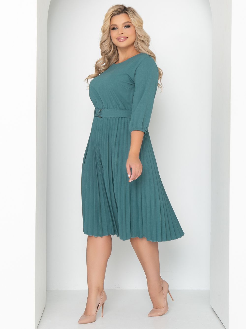 Платье Стильное гофре (мята) Diolche (Акция)