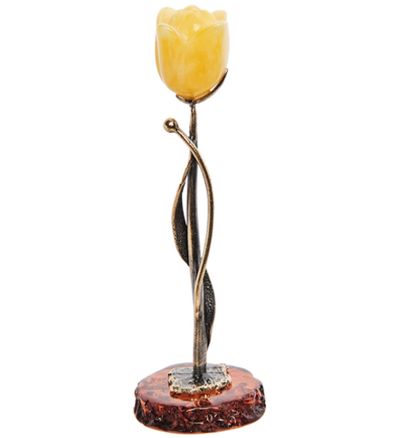 Народные промыслы AM- 256 Фигурка «Тюльпан» (латунь, янтарь)