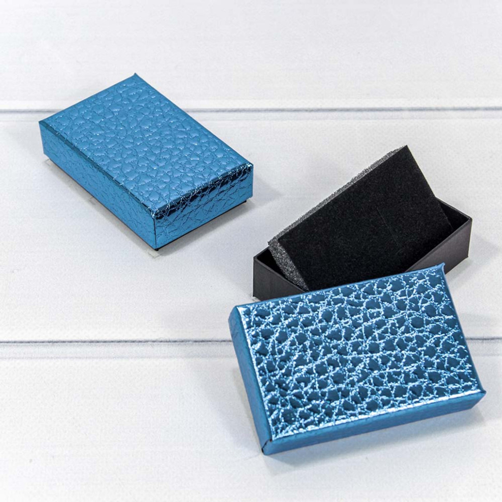 Коробка Ювелирная 8х5х2.5 см Набор 2 шт "Кожа крокодила" (Синий)