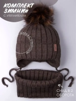 Шапка зимняя для мальчика на завязках и снуд