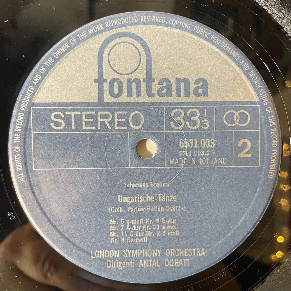 Винтажная виниловая пластинка LP Brahms Брамс, London Symphony Orchestra, Antal Dorati, Ungarische Tanze (Нидерланды 1974)