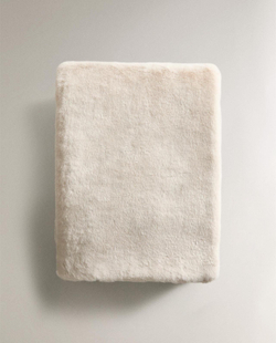 Zara Home - Меховой плед, бежевый, 140x190 см