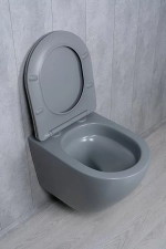 Унитаз подвесной Gid Tr2122TF-Lgm серый матовый, с крышкой микролифт, безободковый, слив-торнадо