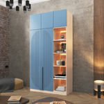 Шкаф Агератум МДФ двухсекционный с антресолью и стеллажом Сапфир структурный (0,3) G4018-62A матовая - Дуб молочный 8622  190*50*240