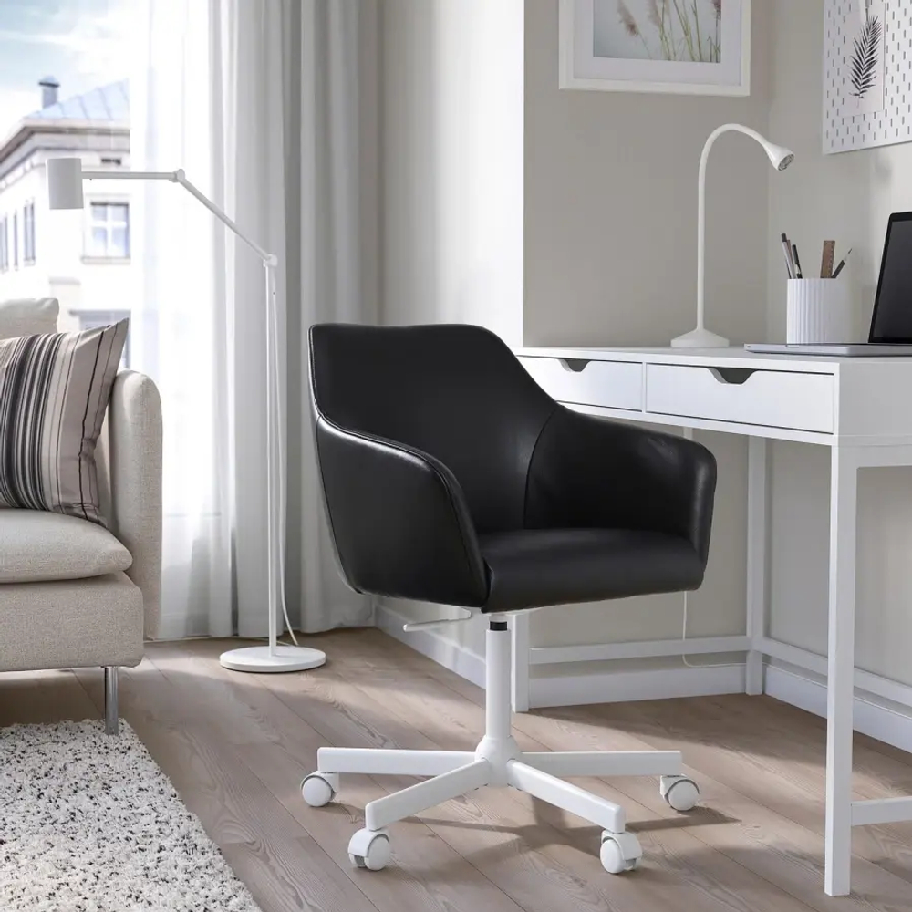 Вращающийся стул - IKEA TOSSBERG/MALSKÄR/MALSKAR/ТОССБЕРГ/МАЛЬШЭР ИКЕА, 67х57х67 см, черный/белый