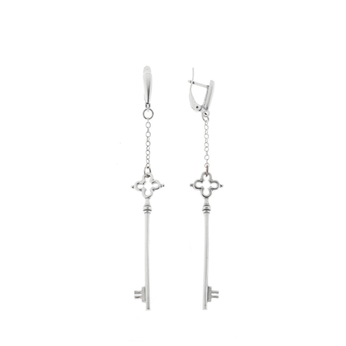 "Ключи Дуа" серьги в серебряном покрытии из коллекции "Скажи о любви" от Jenavi  с английским замком