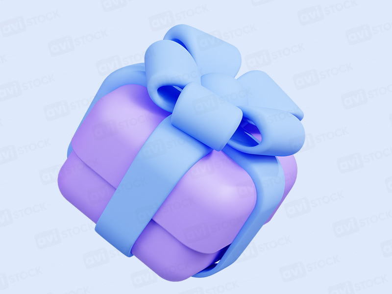 Фиолетовый подарок с розовым бантом