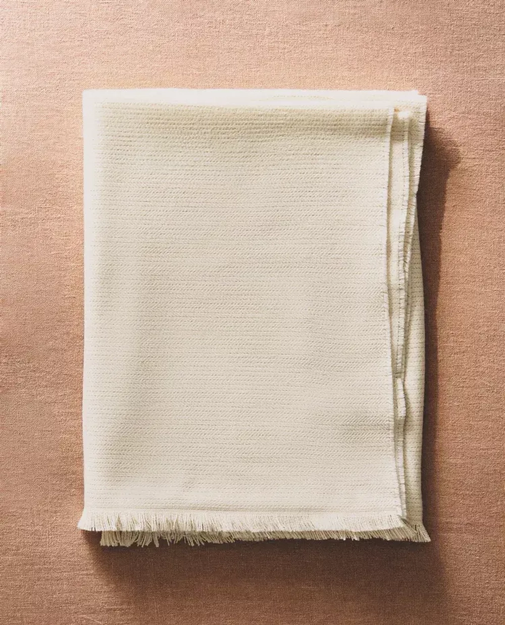 ZARA HOME ПЛЕД С БАХРОМОЙ, ЭКРЮ