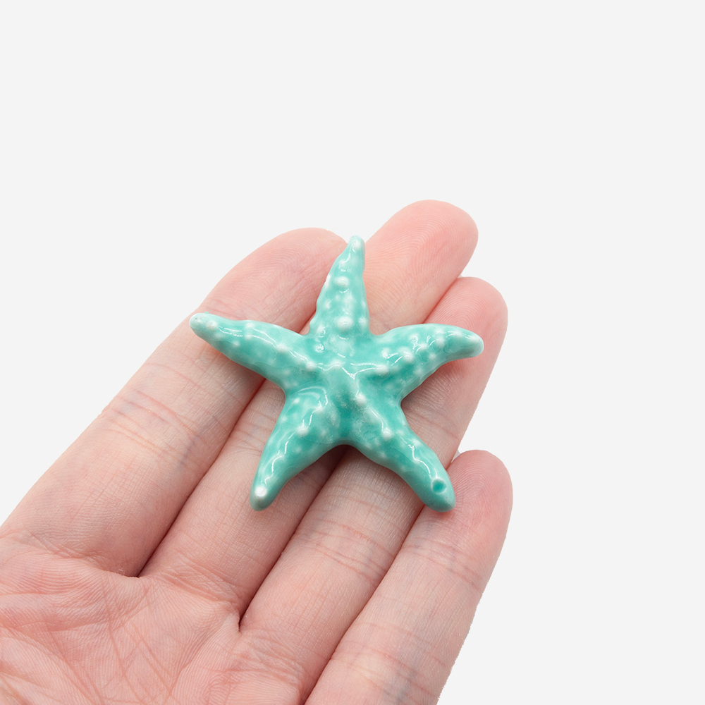 Бусина в форме морской звезды, 39*41мм, зеленая, глазурированный фарфор