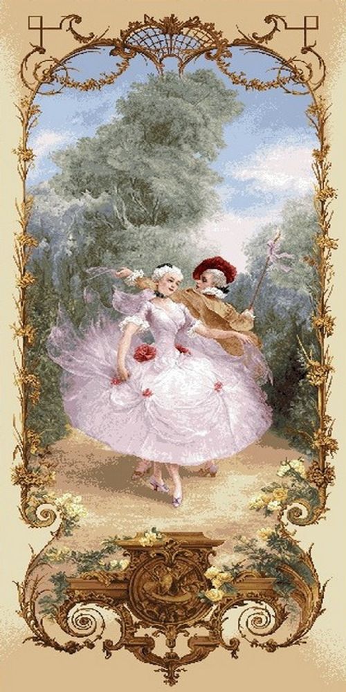 Гобеленовая картина "D. УРОК ТАНЦА" в багетной раме, Россия.