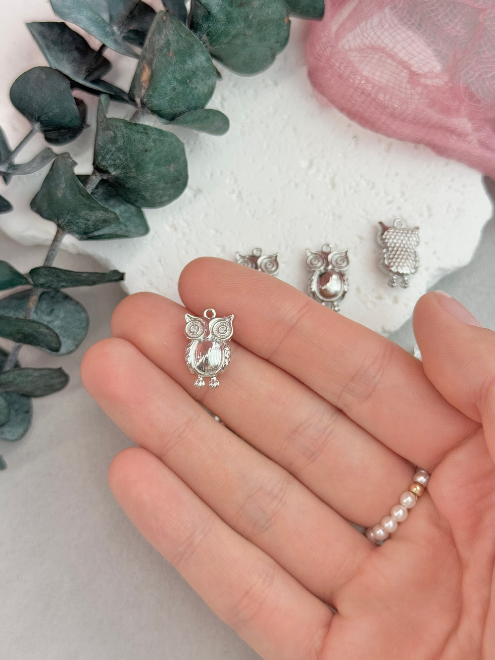 Подвеска "Совушка" родий, 13*10 мм