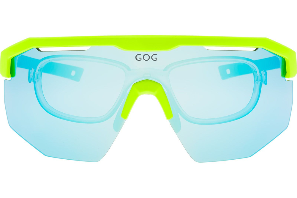 Спортивные очки с диоптриями GOG Argo / Matt Neon Green-Black / White-Blue Lens