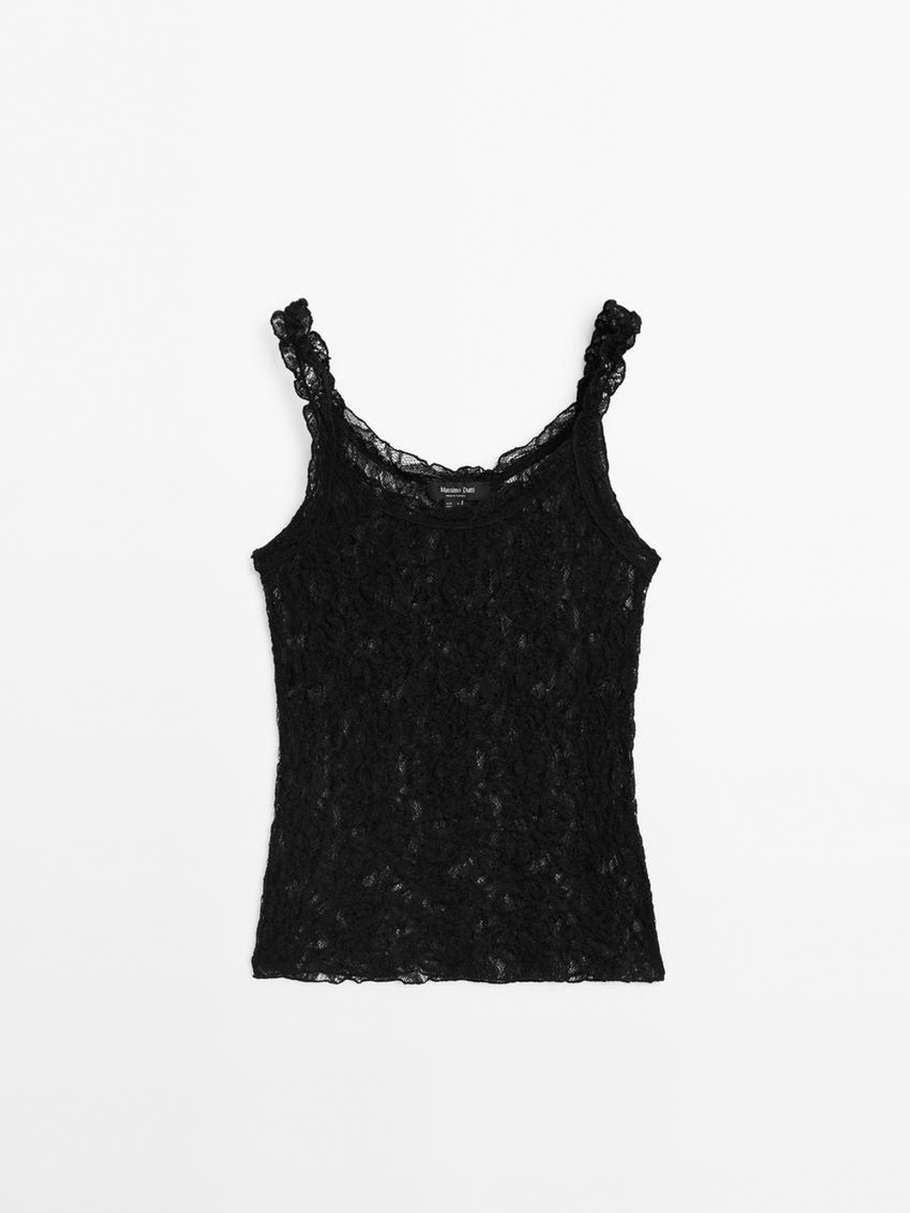 Massimo Dutti Топ на бретелях, черный