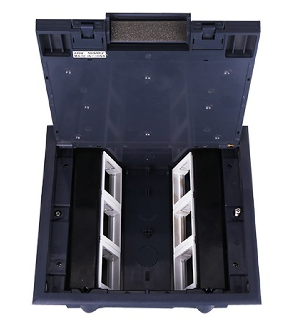 Лючок в пол 12 мод. (6 мод. 45х45 мм.) верт. установка,  крышка ABS +гальванизированная стальн