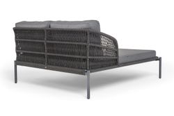"Позитано" лежак плетеный из роупа, каркас алюминий темно-серый (RAL7024) муар, роуп темно-серый круглый, ткань темно-серая 027