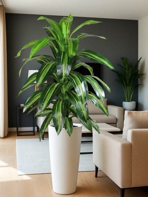 Драцена искусственная Королевская 110см в кашпо